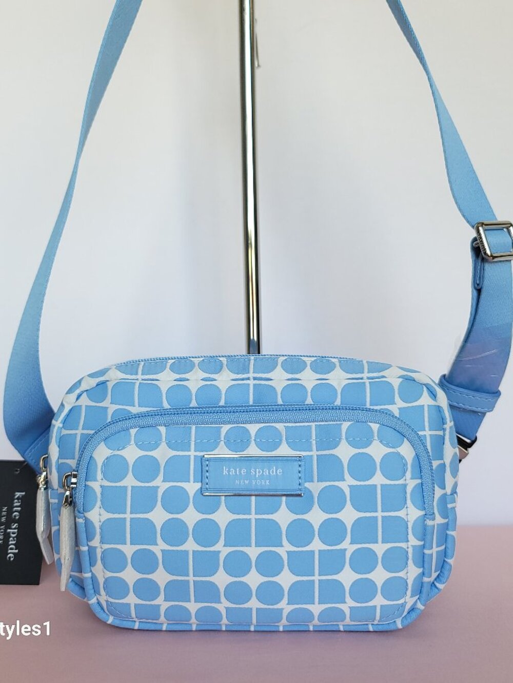 KATE SPADE Belt Bag Noel Jacquarded Printed Fabric Bag- Astral Blue color ⭐